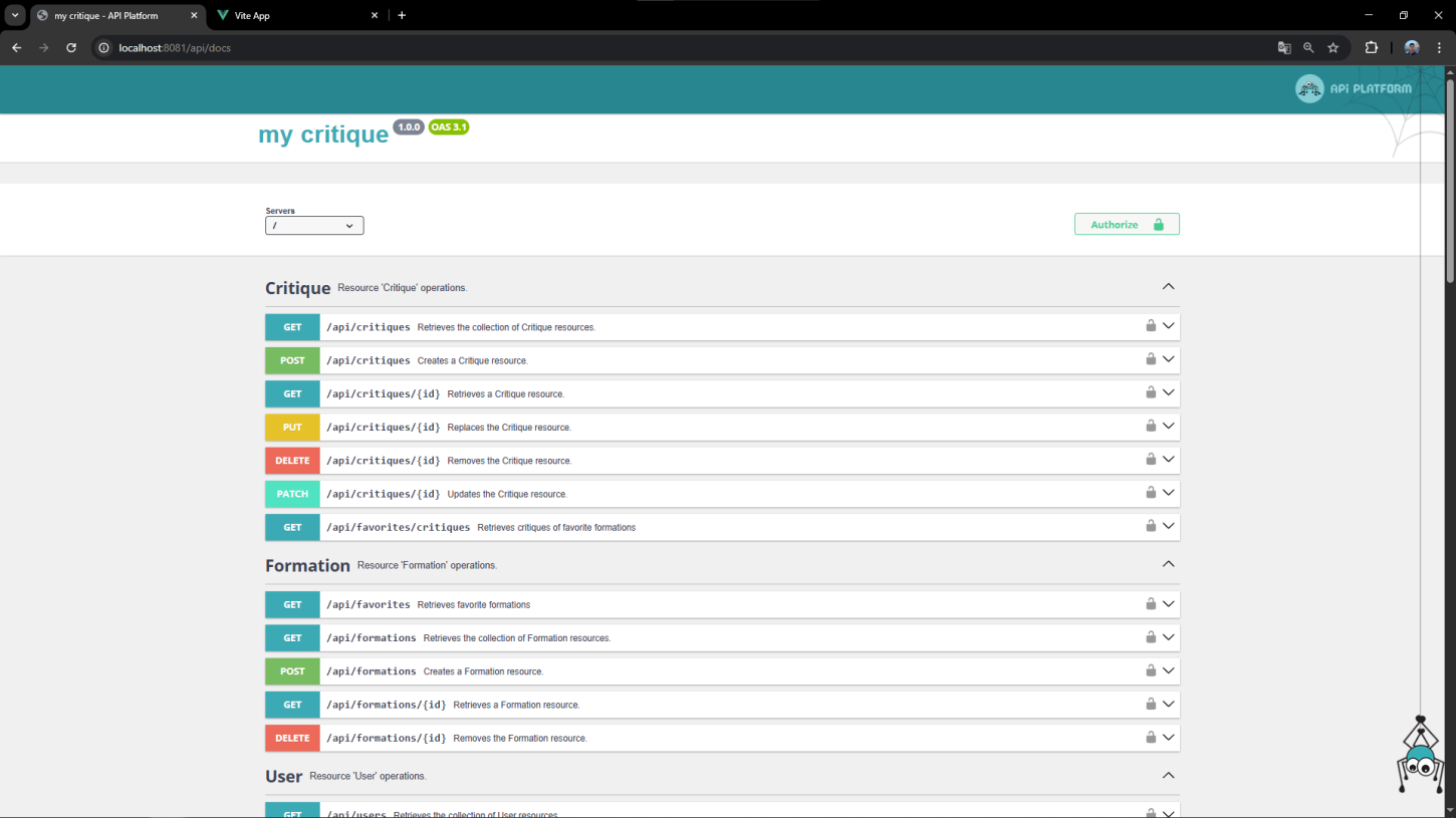 Architecture de l'API