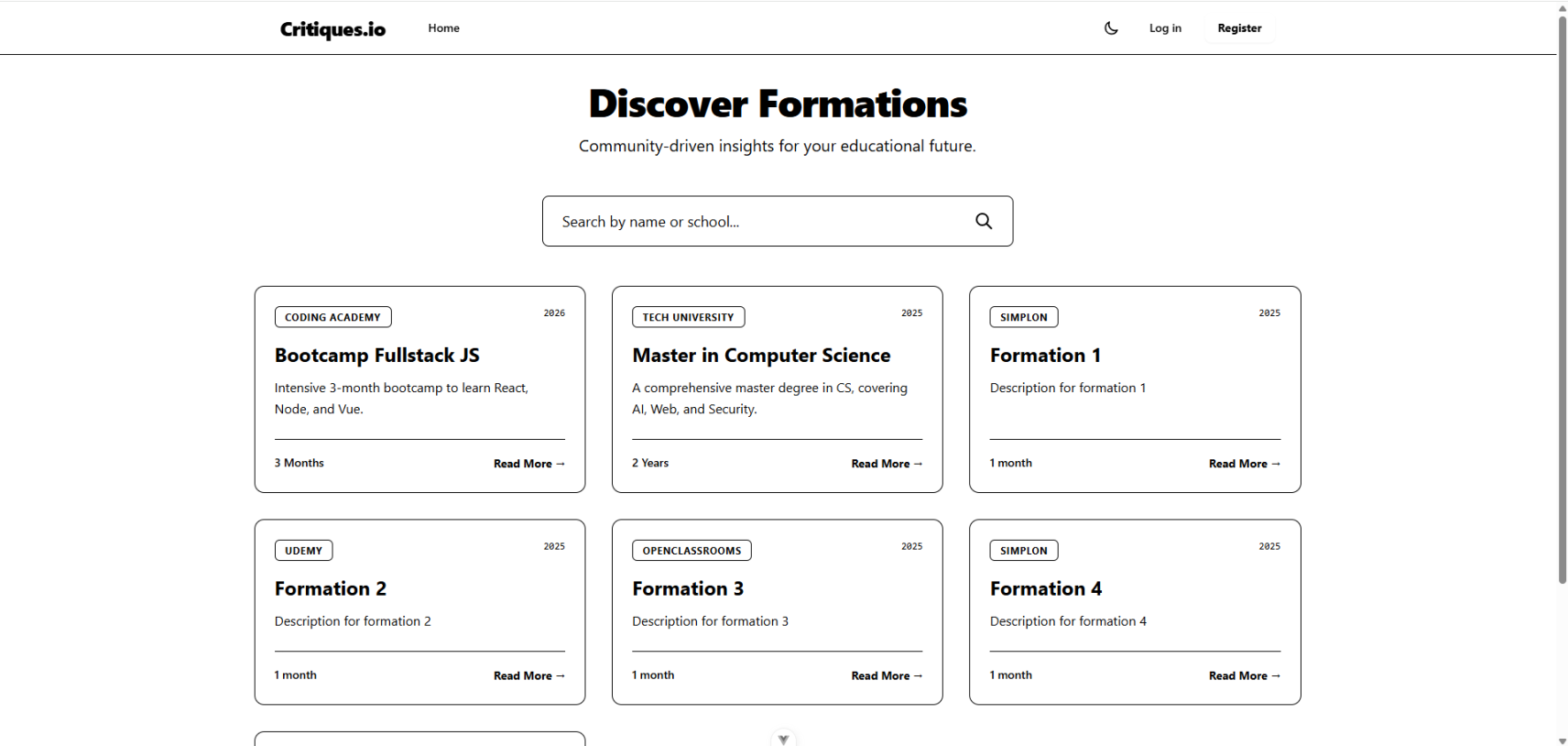 Interface myCritique