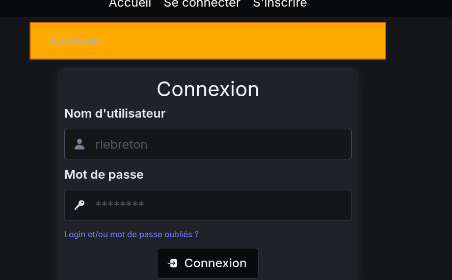 Page de connexion